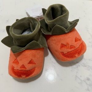 Festive Orange Pumpkin Baby Slippers